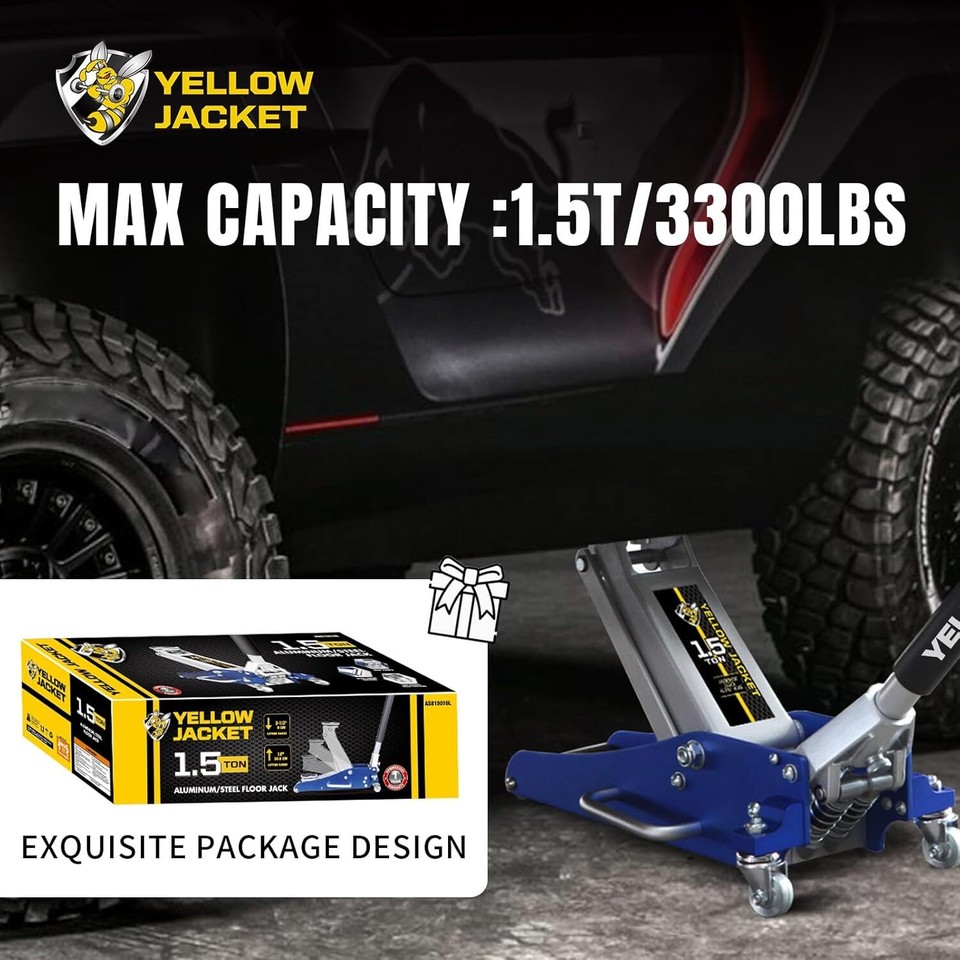 YELLOW JACKET Floor Jack 3 Ton Hydraulic Low Profile Aluminum eBay