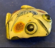 Vintage Folk Art Mexican Pottery Hand Painted Tonala Jalisco Pottery Frog 3”