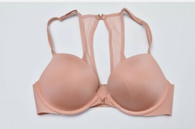 Womens Victorias Secret Push Up Front Close Orange Peach Bra 32D Retail $69.99