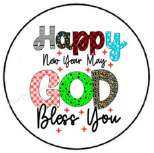 HAPPY NEW YEAR MAY GOD BLESS YOU ENVELOPE SEALS LABELS STICKERS PARTY FAVORS