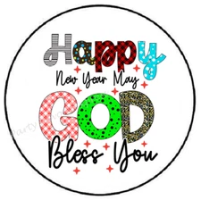 HAPPY NEW YEAR MAY GOD BLESS YOU ENVELOPE SEALS LABELS STICKERS PARTY FAVORS