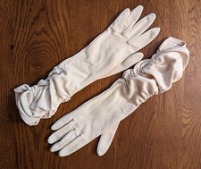 Vintage Meyers Make Women's Formal Gloves. Size 7. Three-Quarter Length Ruched.