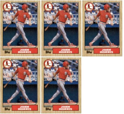 (5) 1987 Topps #211 John Morris St. Louis Cardinals Card Lot