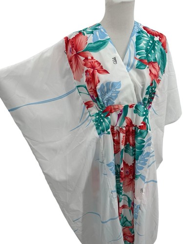Vintage Royal Creations Hawaii Dress Kaftan Muu Muu White Floral One Size - Picture 7 of 14