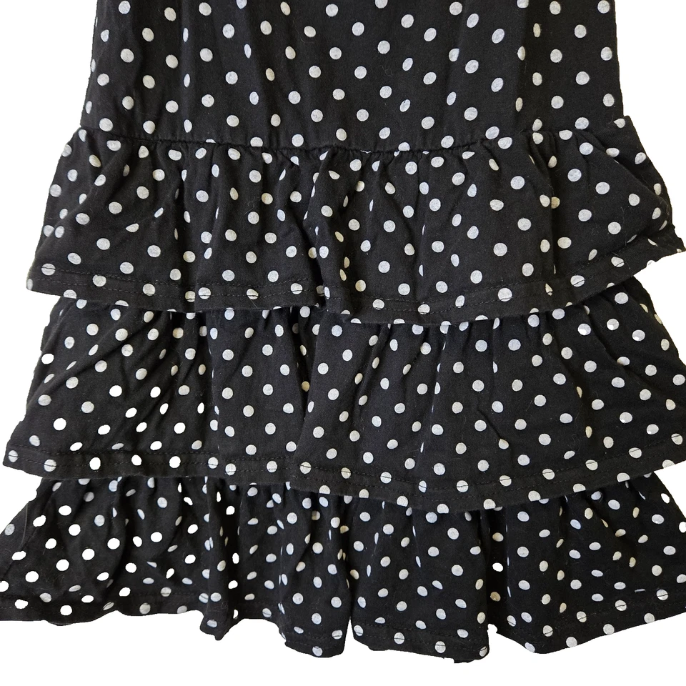 Hello Kitty Sundress Girls Sz M (7-8) Pink/Blk Polka Dot Bow Ruffle Tiered Dress - Image 3 of 4