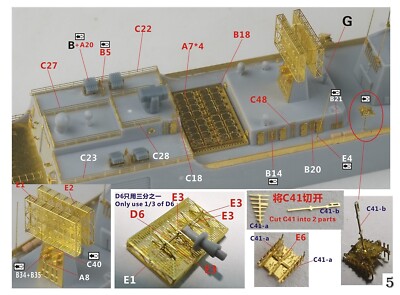 Five Star Model (700178) 1:700 Type 052DL Destroyer Etched Parts for Dream Model