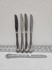 Oneida ARBOR ROSE Stainless TRUE ROSE  Silverware Flatware Set of 5 Dinner Knive