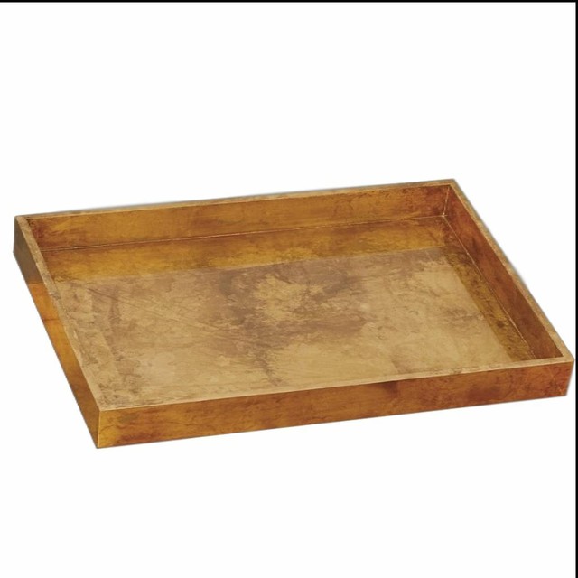 Luxe Classic Gold Leaf Large Decorative Tray 34" Ottoman