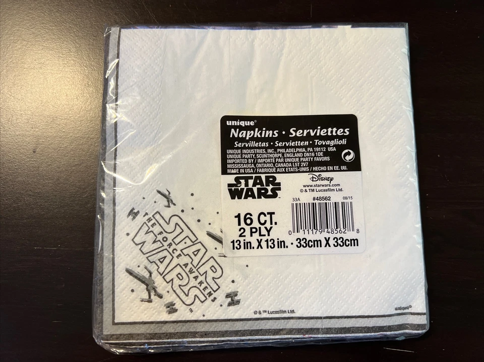 Servilletas de almuerzo únicas de Disney Star Wars El Despertar de la Fuerza 16 quilates 2 capas Foto 2 de 2