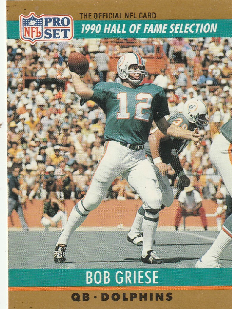 FREE SHIPPING-MINT-1990 Pro Set  #24 Bob Griese HOF SELECTION DOLPHINS
