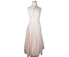 BCBG Max Azria Brand New Pink Halter Tie-Neck A-Line Keyhole Tulle Gown Dress