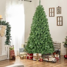 8ft Christmas Tree with Memory Wire, 1430 Tips Hinged Artificial PVC Tree