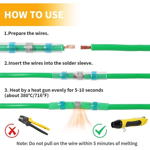 400PCS Solder Seal Wire Connectors with Heat Gun Solder Stick Wire Connectors - Picture 6 of 8