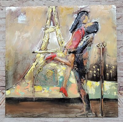 Mixed Media 3D Painting, Paris Eiffel Tower 3 Dimensional Artwork Decor Art SALE