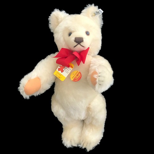 Vintage 1983 Steiff White Mohair Original Teddy Bear Teddybar #0203/41 15" Tags - Foto 2 di 8
