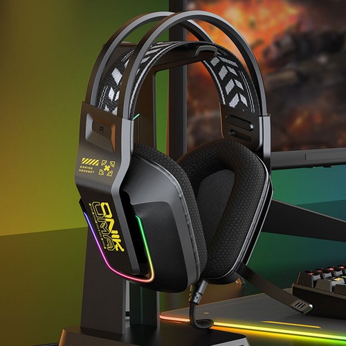 Wired Gaming Headset with RGB Light Built-In Mic Headset for PC Computer (Black) - Afbeelding 4 van 11