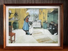 The Kitchen By Carl Larsson - Watercolour c. 1898- Framed Print 16.5” x 12.5”.