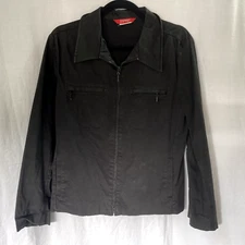 Vtg Esprit Black Zip Up Jacket Large Waist Length Long Sleeve