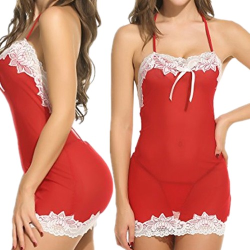 Women's Sexy Lingerie See-through Dress Lace Sheer Babydoll Sleepwear Nightwear - Picture 2 of 42