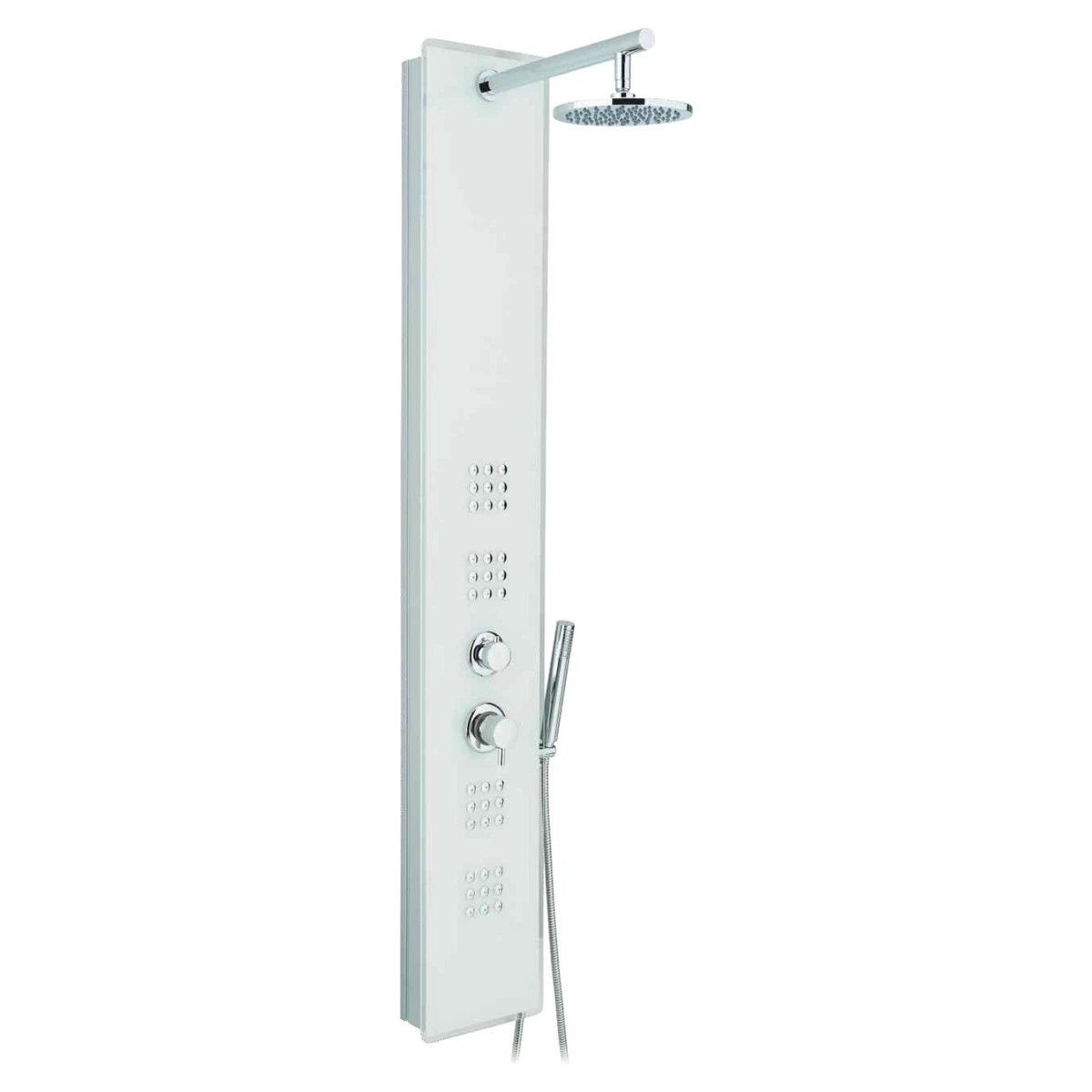 CRYSTAL COLONNE DOUCHE PANNEAU PLUIE HYDROMASSANTE CASCADE BLANCHE