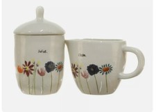 Rae Dunn BLOOM Cream  Sugar Set NEW Rare HTF Farmhouse Kitchen Decor Magenta C