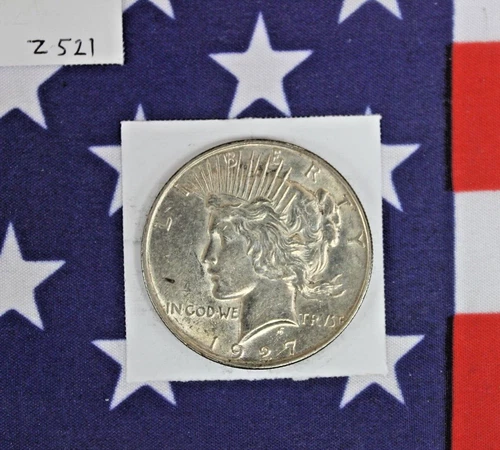 1927-D Silver Peace Dollar - AU-UNC Almost Uncirculated-Unicrculated (Z521)