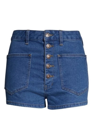 Free People Bridgette Button Front Denim Short Pacific Indigo High Rise SZ 31 - Picture 6 of 9