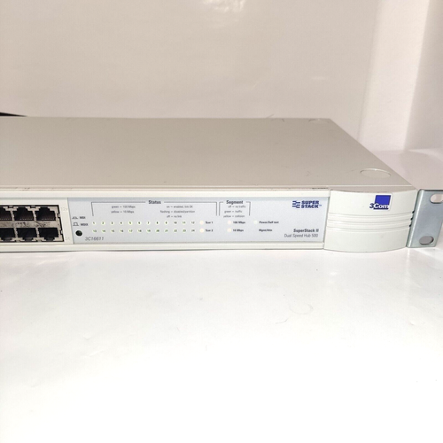 3Com 3C16611 SuperStack II Dual Speed Hub 500 24-Port 10/100 Mbps Ethernet w/PCo - Picture 3 of 8
