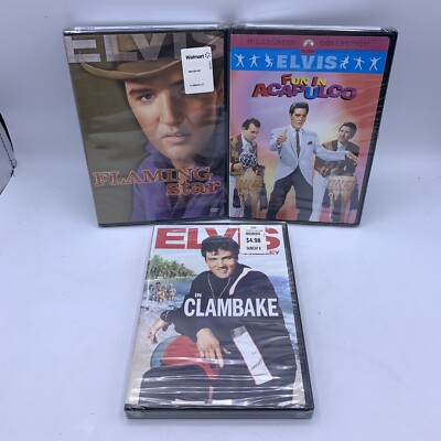 ELVIS PRESLEY - 3 DVD LOT - Clambake, Flaming Star, Fun In Acapulco SEALED NEW