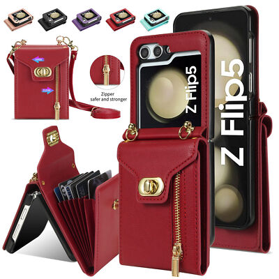 Leather Wallet Card Bag Case Crossbody Strap For Samsung Galaxy Z Flip 6/5/4/3