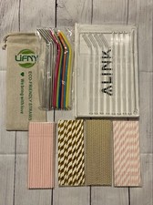 New Reusable Drinking Straws Lot Travel Washable Colored Clear Lot
