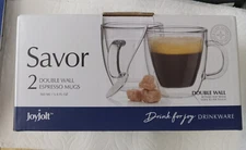 New/Never used Joyjolt Savor Double Wall Espresso Mugs Set Of Two