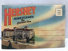 VINTAGE HERSHEY PENNSYLVANIA THE CHOCOLATE TOWN POST CARD FOLD OUT ALBUM