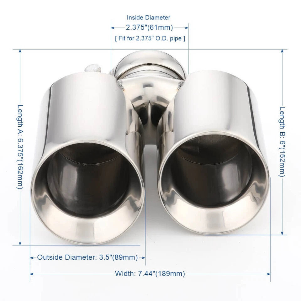 Pair Quad Exhaust Tips 304 Stainless Steel for Porsche 911 997 Carrera 2005-2012 - Imagem 2 de 4