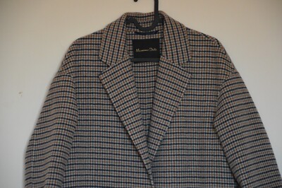 MASSIMO DUTTI HANDMADE OVERSIZE WOOL CHECK TARTAN COAT ASO ROYAL