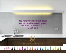 Isaiah 26:3 Perfect Peace He Trusts Bible Verse Wall Quote Vinyl Decal Sticker