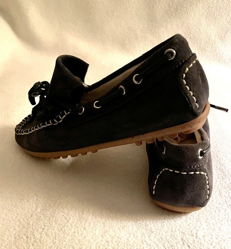 Primigi Navy Suede Loafers Driver Mocs Kiltie Bow sz 31 - Picture 5 of 6
