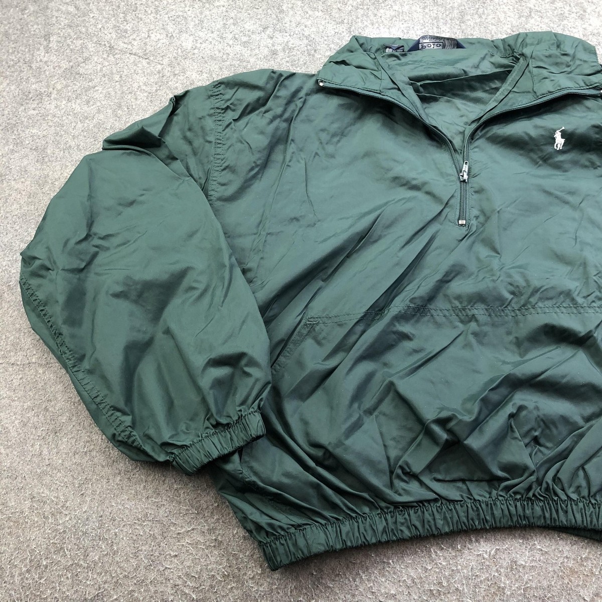 Vintage Polo Ralph Lauren Jacket Mens XL Green 1/4 Zip Windbreaker