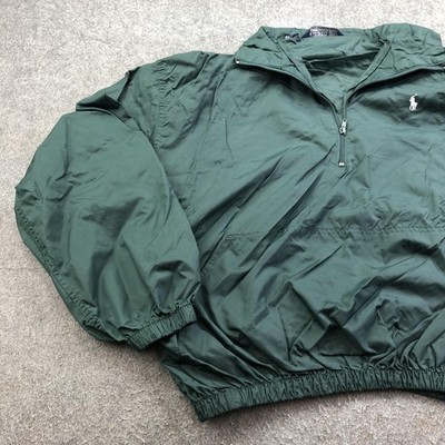 Vintage Polo Ralph Lauren Jacket Mens XL Green 1/4 Zip Windbreaker