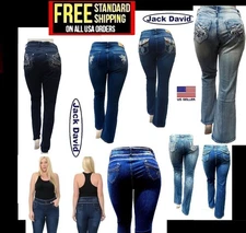 Jack David Womens Plus Size Blue Stretch Denim Jeans Slim bootcut Skinny Jeans