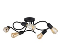 Deckenlampe Metall Schwarz E27 5-Flammig Industrie L:50 Cm BüRo Deckenleuchte