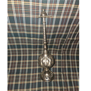 Silver Tone Metal Incense Burner Holder with Tall Stem & Pierced Base