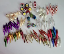 VTG 76 Piece Lot Mini 2"- 4" Mercury Glass Blown Teardrop MCM Indent Ornaments