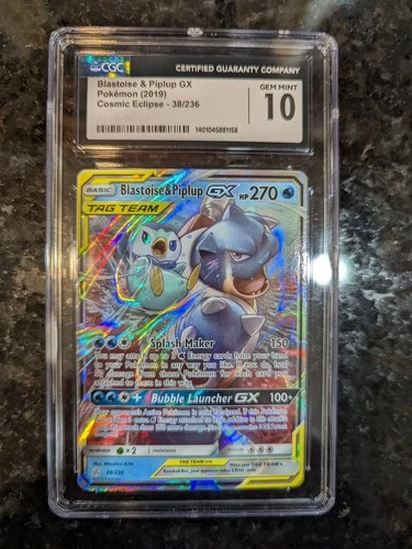 **CGC 10** Blastoise & Piplup GX 38/236 Sm-Cosmic Eclipse Holo