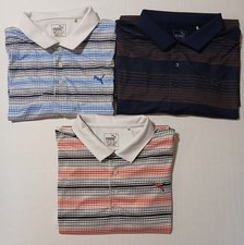 Puma Men's Striped Golf Polo Shirt XL Dy Cell Lot Of 3 Par Stripe Short Sleeve