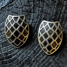 A Pair of 1920s Silver  Black Shoe Button Covers with Patten 's SHIELD Design