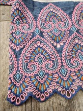 Pottery Barn Kids Zadey Embroidered Crib Toddler Bed Pink Blue Bedskirt 16" Drop