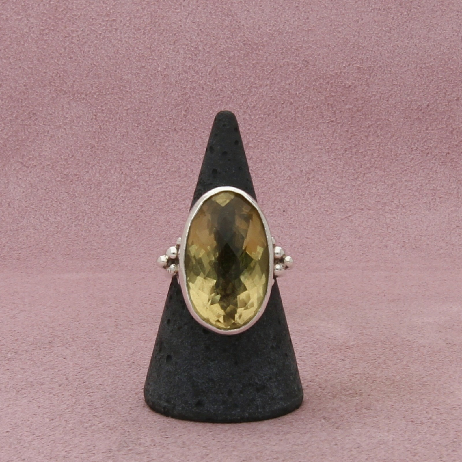sterling silver vintage elongated faceted citrine ring size 8