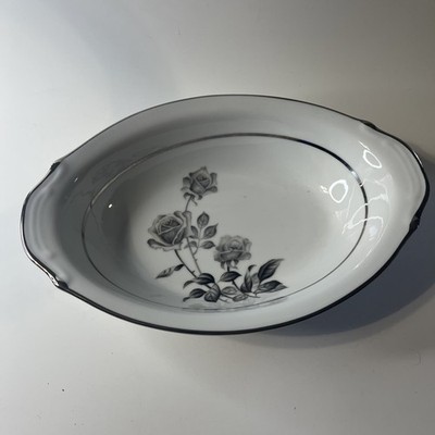 Yamaka Fine China Nocturne Gray Rose 10  Vegetable  Bowl