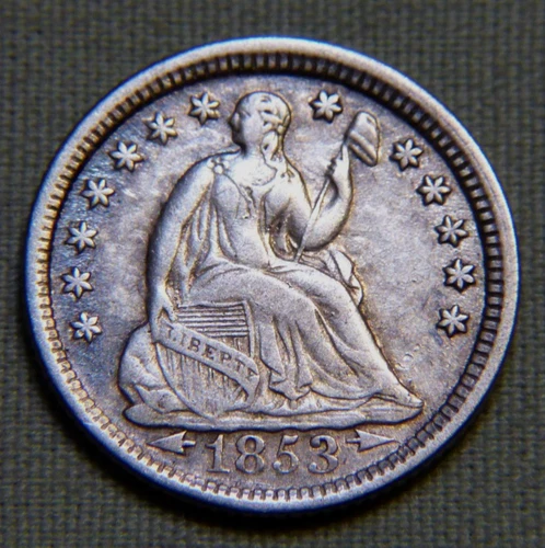 1853 Seated Liberty United States Half Dime With Arrows EF Details - Lot 1130